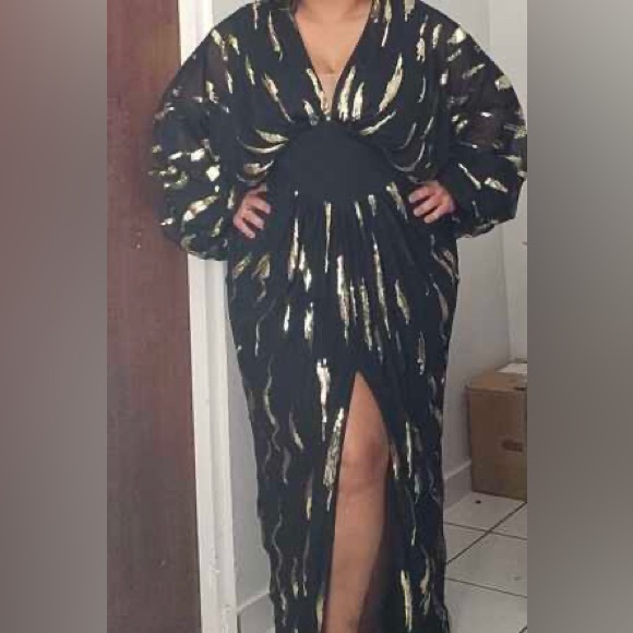 Plus size Black Gold Metallic party formal evening holidays dress - Picture 10 of 10